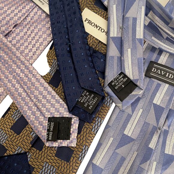 Men's Tie Lot of 3 Insignia Pronto Uomo and David Taylor Multicolor Formal - Picture 7 of 8